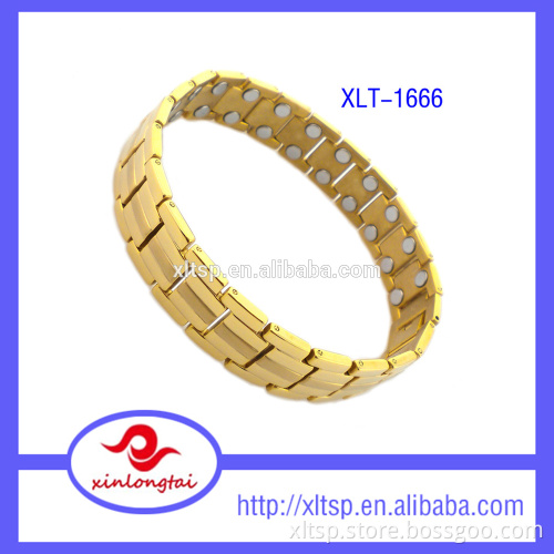 wholesales new design magnetic therapy bracelet 18K gold titanium bracelet